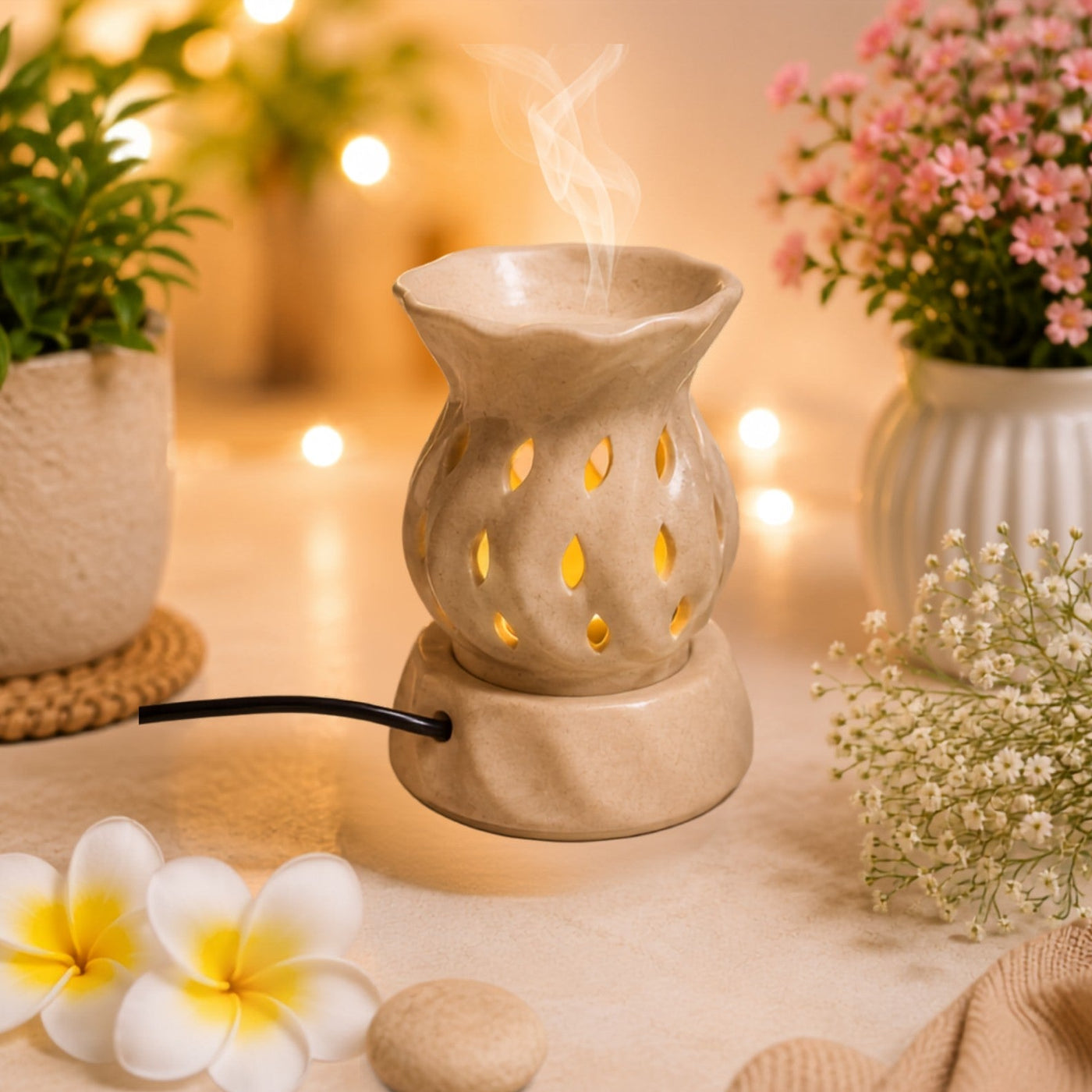 Petal Urn Electric Aroma Diffuser - Beige (9x13.2cm) - CitSpray
