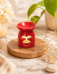 Heart Cutout Ceramic Tealight Diffuser - Red (5x6.5cm) thumbnail 1