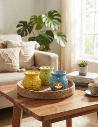 Ceramic Tealight Essential Oil Diffuser - Yellow (7x10cm) - colour options thumbnail 2