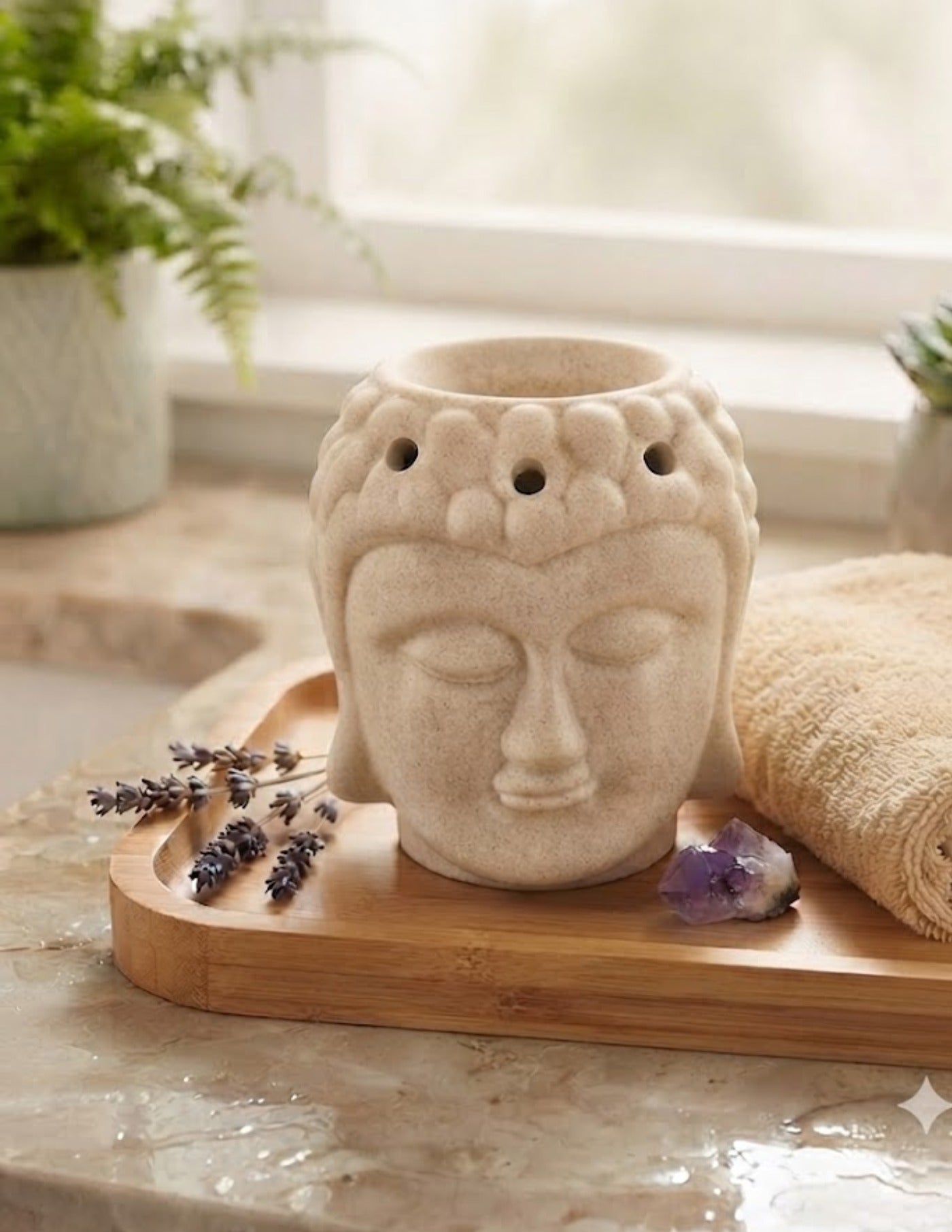 Ceramic Tealight Essential Oil Diffuser - Beige (11x9cm)