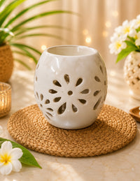 Ceramic Tealight Essential Oil Diffuser - White (8x10cm) thumbnail 1