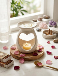Ceramic Tealight Essential Oil Diffuser - White (9x15cm) thumbnail 1