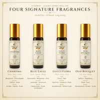 The four fragrances: Charisma, Blue Eagle, Gucci Flora and Oud Bouquet with their notes thumbnail 4