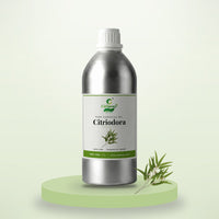 Citriodora essential oil by CitSpray in a 1 litre aluminium bottle with lemon eucalyptus leaves thumbnail 1