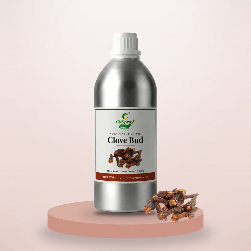 Clove Bud essential oil by CitSpray in a 1 litre aluminium bottle with clove buds