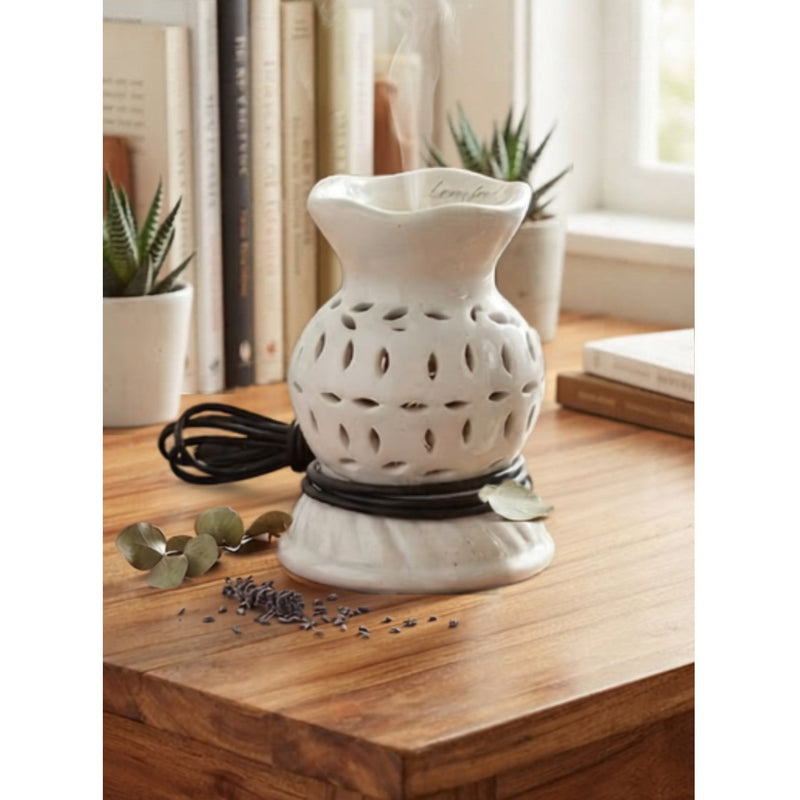 Crackle Petal Vase Electric Aroma Diffuser - White (9.7x14.2cm) - CitSpray