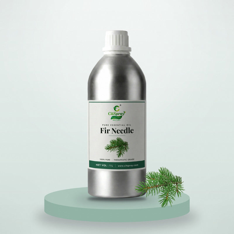 Fir needle essential oil by CitSpray in a 1 litre aluminium bottle with fir needles