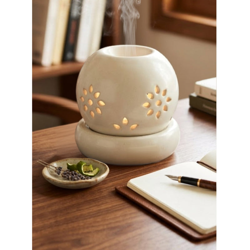 Floral Sunburst Globe Electric Aroma Diffuser - White (12x14cm) - CitSpray