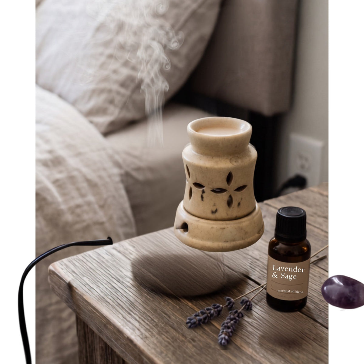 Fluted Flower Urn Electric Aroma Diffuser - White (9x11cm) - CitSpray