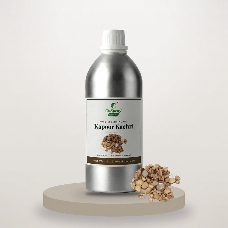 Kapoor kachri essential oil by CitSpray in a 1 litre aluminium bottle with kapoor kachri root