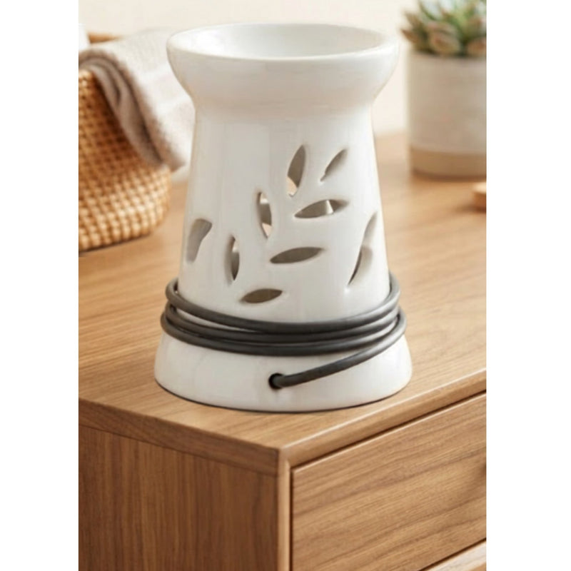 Leaf-Vine Hourglass Electric Aroma Diffuser - White (12.5x16.5cm) - CitSpray
