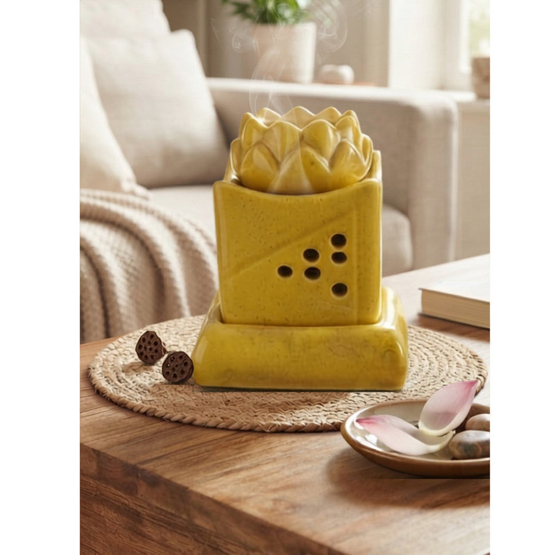 Lotus Bloom Cube Electric Aroma Diffuser - Yellow (10x10x13.9cm) - CitSpray
