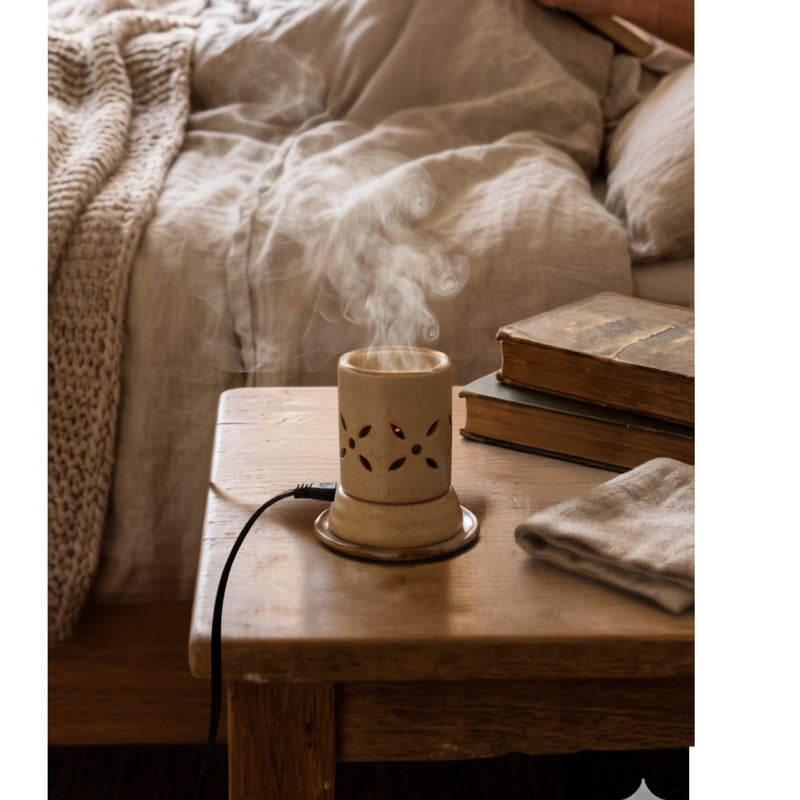 Lotus Fan Urn Electric Aroma Diffuser - Beige (10x11.5cm) - CitSpray
