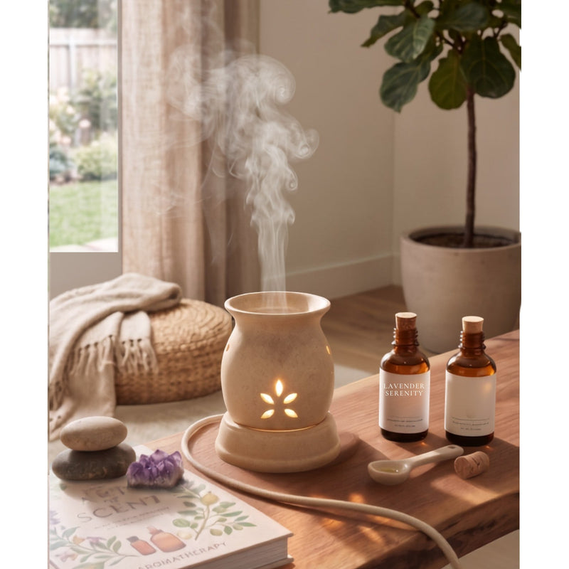 Lotus Petal Urn Electric Aroma Diffuser - White (9.5x11.5cm) - CitSpray