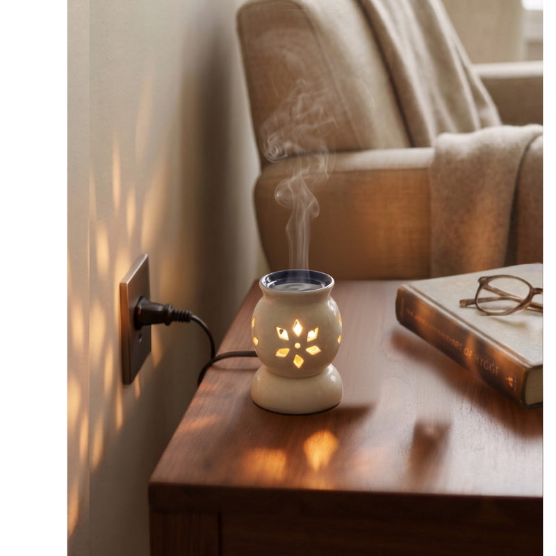 Metal-Dish Star Burner Electric Aroma Diffuser - White & Blue (7.5x10.5cm) - CitSpray