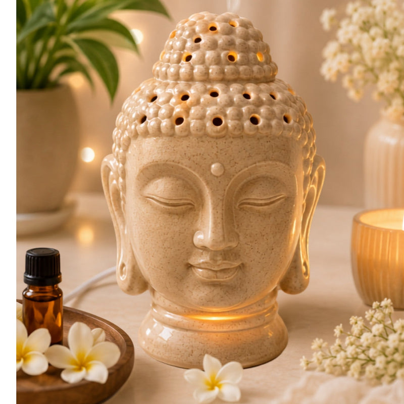Pearl Buddha Head Electric Aroma Diffuser - Beige (9.4x25cm) - CitSpray