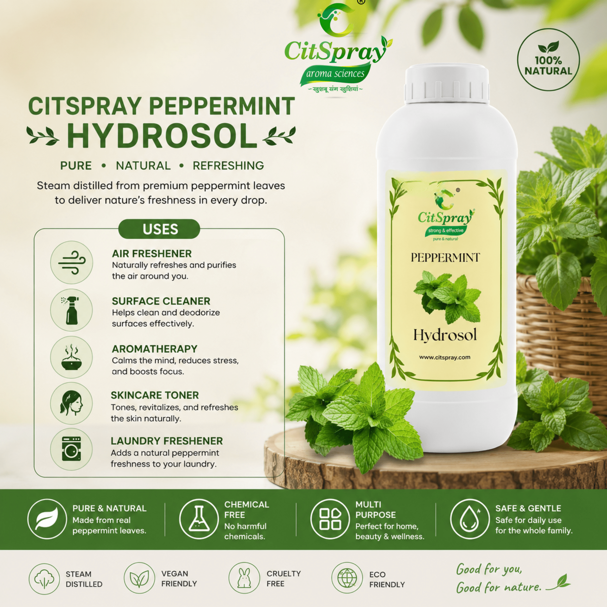 Peppermint Hydrosol – Refreshing - CitSpray