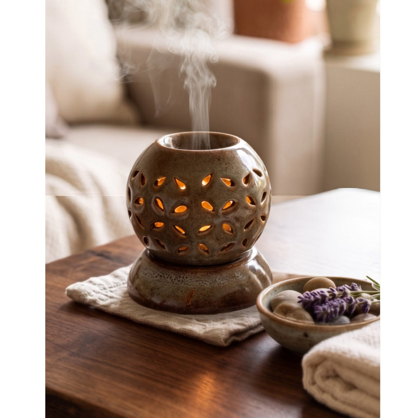 Rice-Grain Globe Electric Aroma Diffuser - Brown (10.5x11cm) - CitSpray