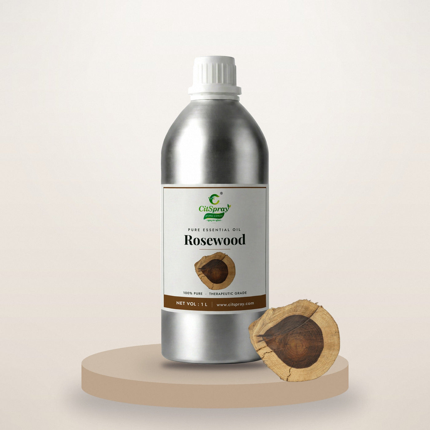 Rosewood essential oil by CitSpray in a 1 litre aluminium bottle with rosewood
