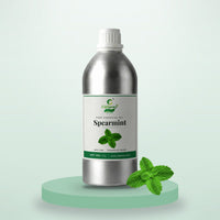 Spearmint essential oil by CitSpray in a 1 litre aluminium bottle with spearmint leaves thumbnail 1