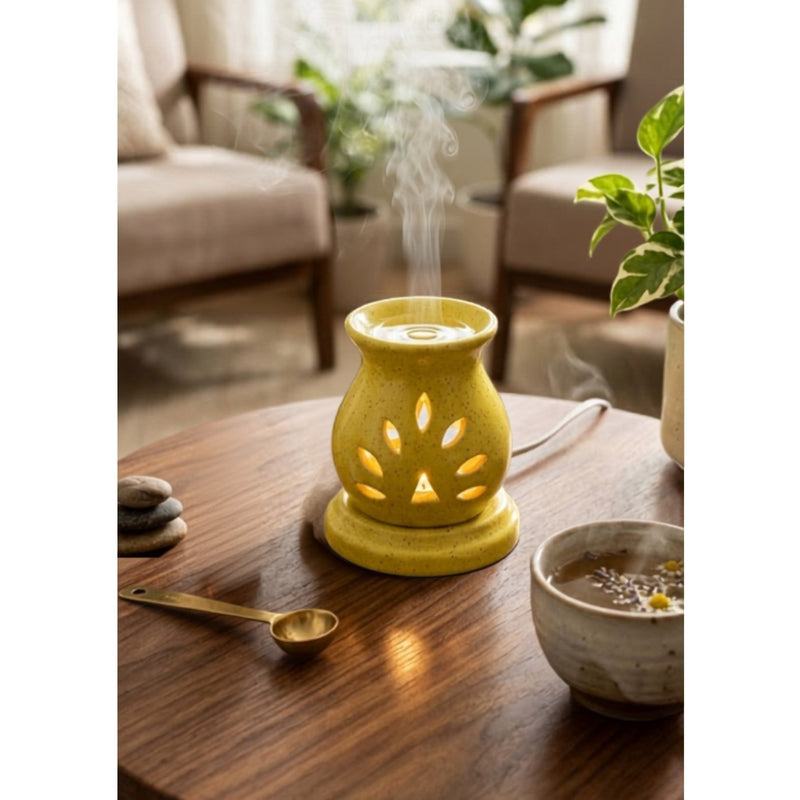 Speckled Lotus Urn Electric Aroma Diffuser - Yellow (9.5x11.5cm) - CitSpray