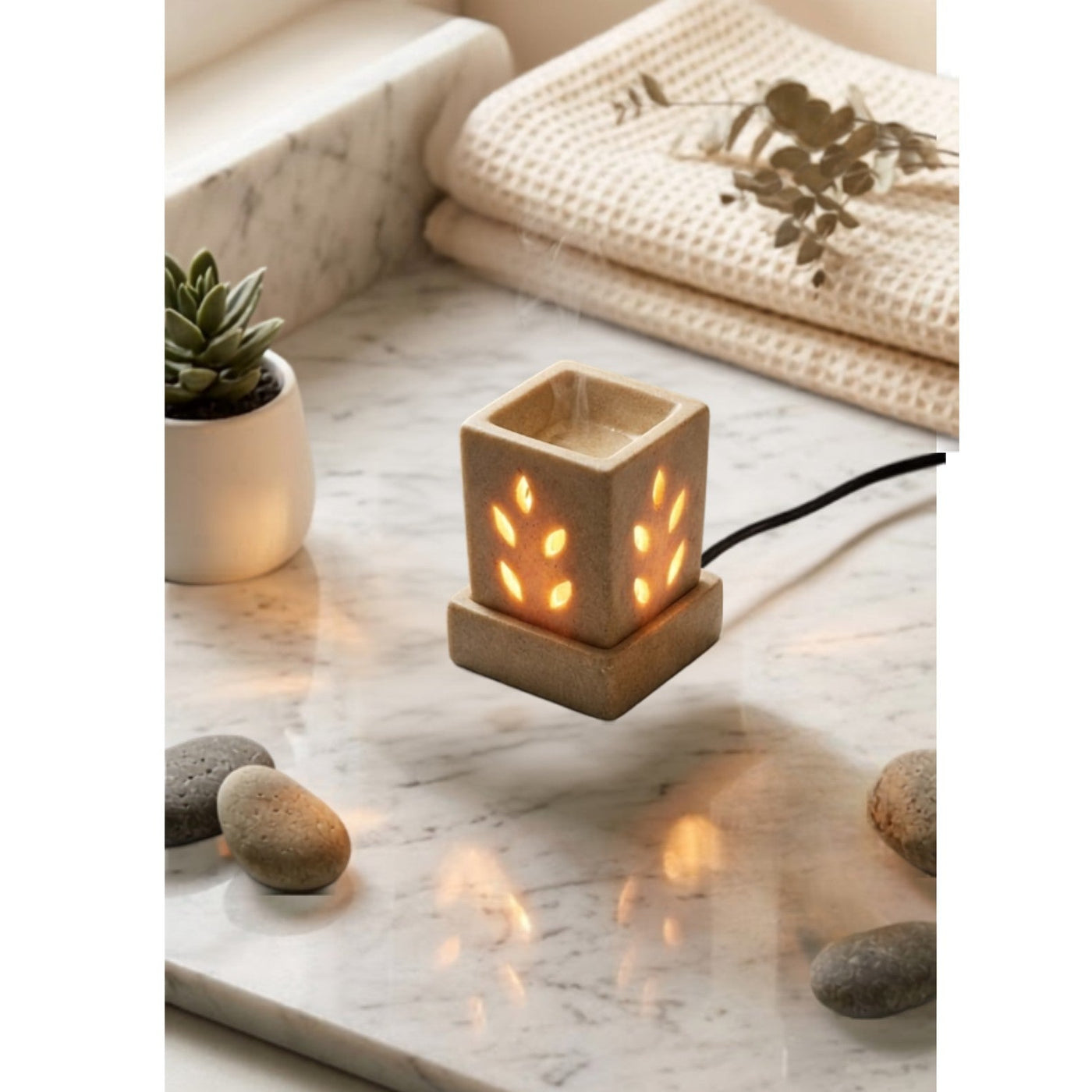 Square Cube Electric Aroma Diffuser - Beige (7.7x7.5x10cm) - CitSpray