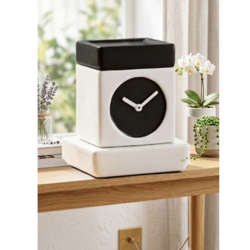 Table Clock Electric Aroma Diffuser - Black & White (12.8x12.8x16.8cm) - CitSpray