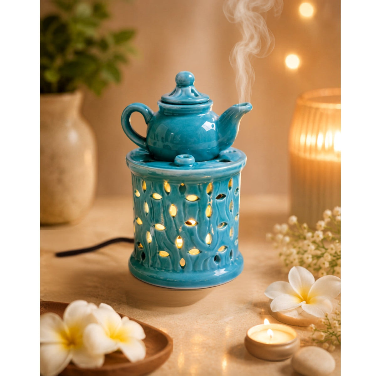 Teal Teapot Burner Electric Aroma Diffuser - Blue (8.5x14.7cm) - CitSpray