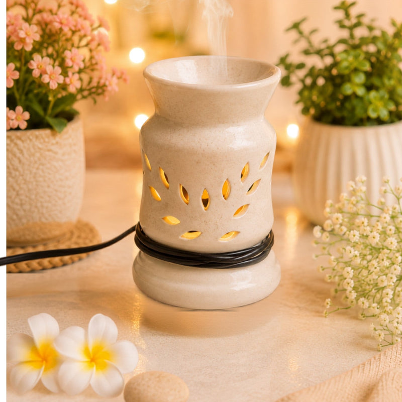 Trumpet Leaf Urn Electric Aroma Diffuser - Off White (9x14.2cm) - CitSpray