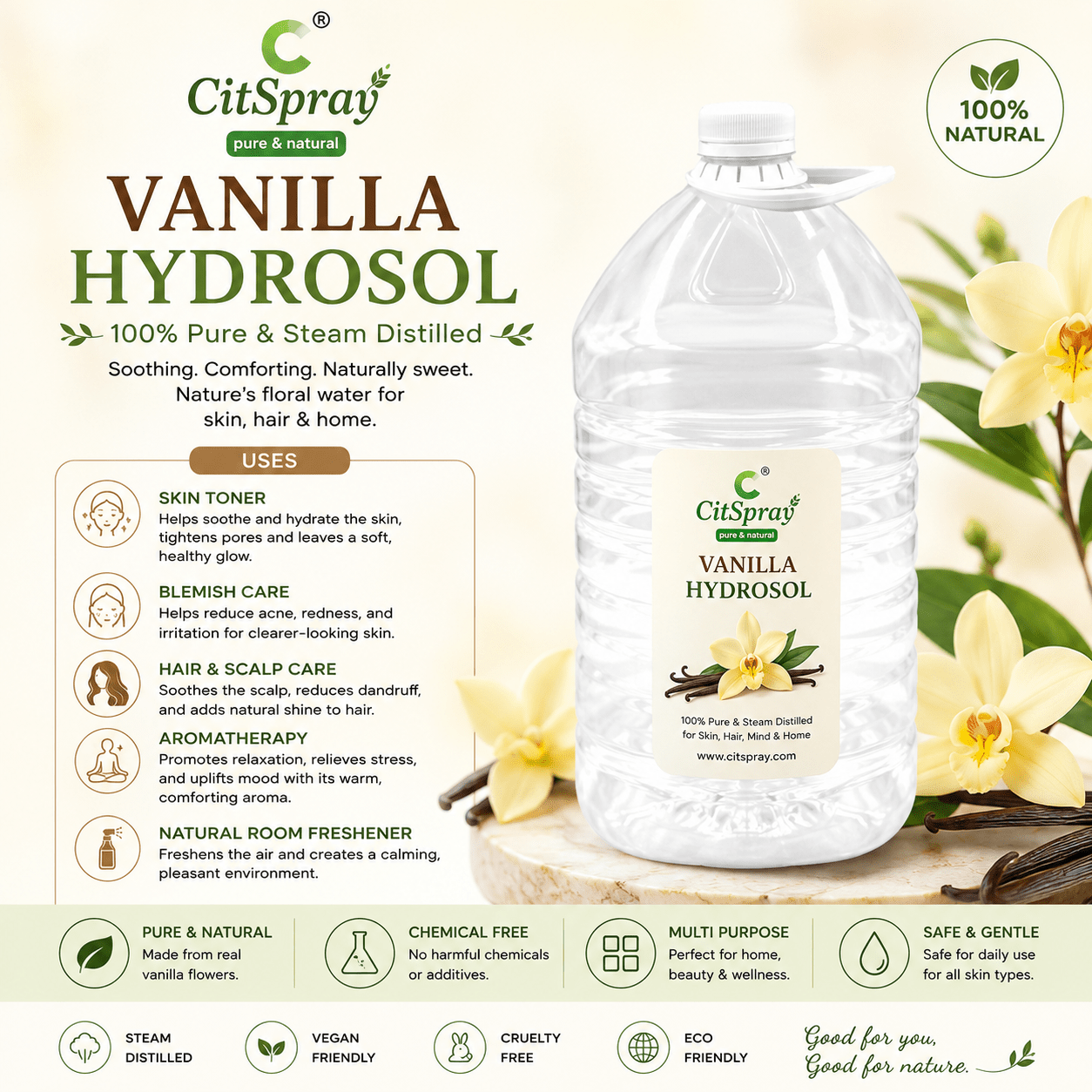 Vanilla Hydrosol – Skin Soothing - CitSpray