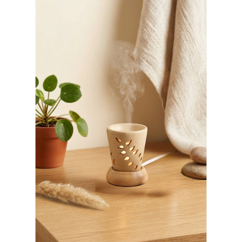 Wheat-Sprig Cup Electric Aroma Diffuser - Beige (7x10cm) - CitSpray